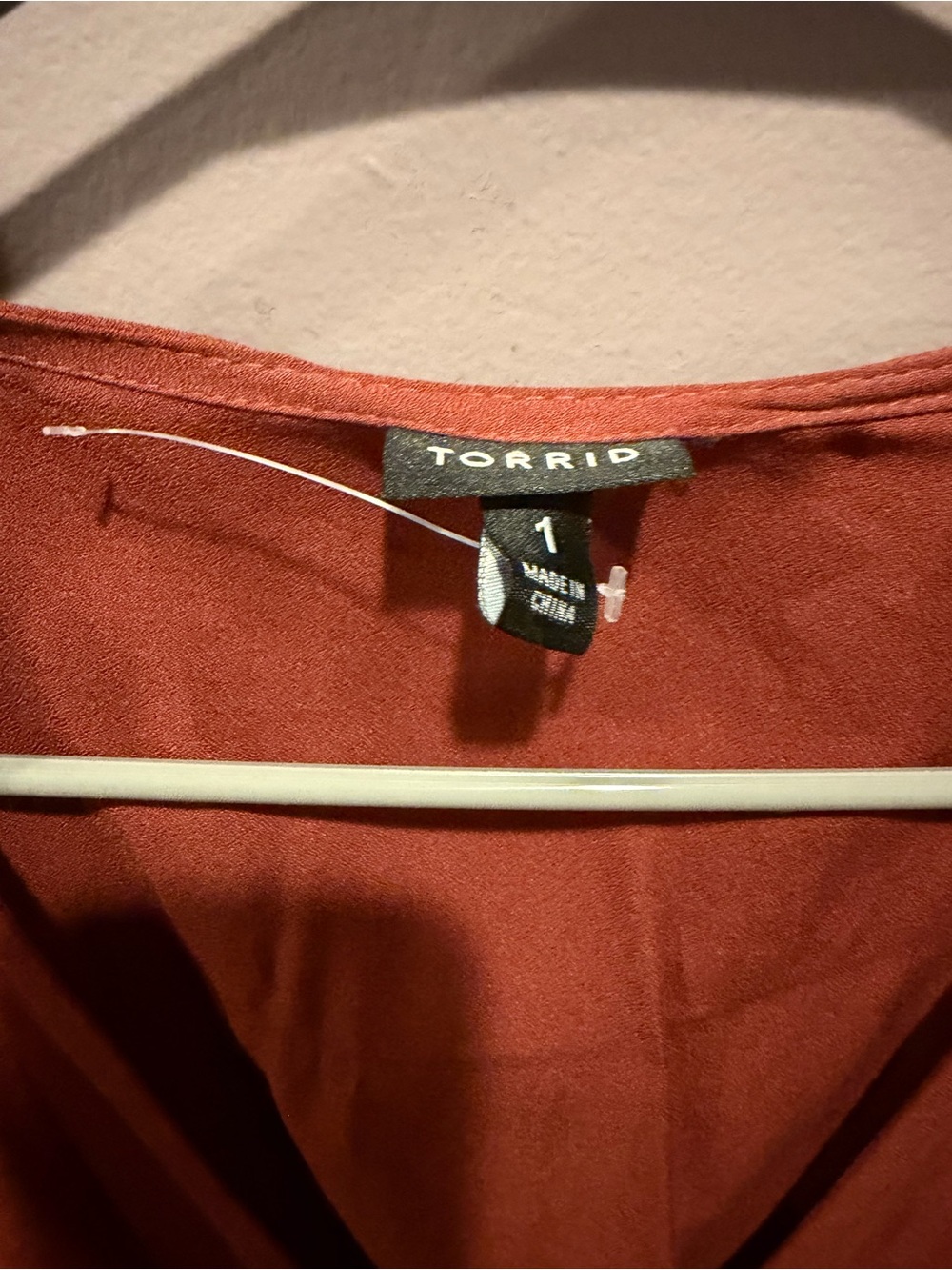 torrid Rust Button-Front V-Neck Peplum Blouse - Picture 2 of 3
